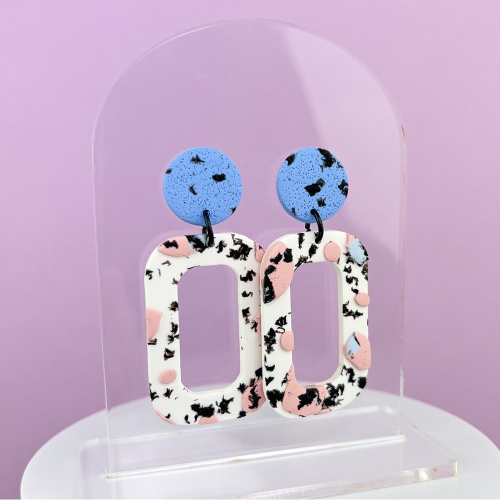 Spotted Abstract Design Handmade Polymer Clay Earrings Lightweight Funky… - Picture 1 of 10